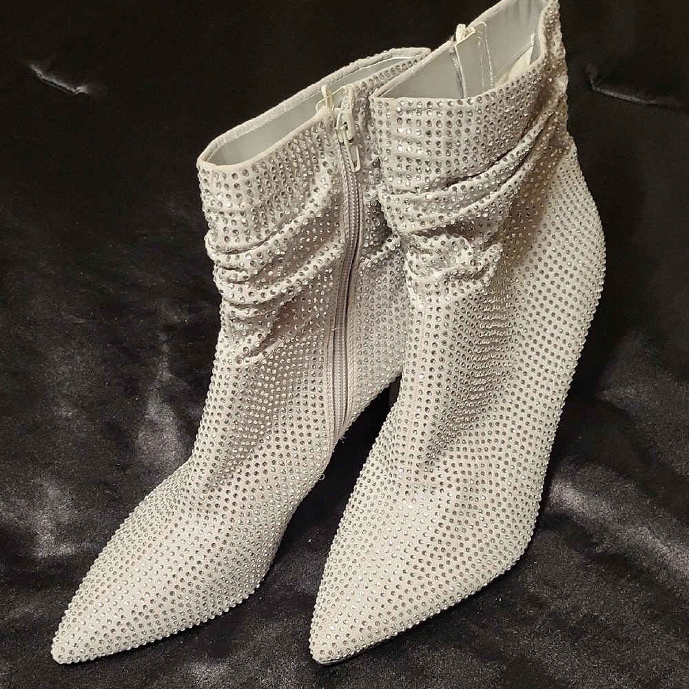 Nine West Glittering Silver Ankle Boots